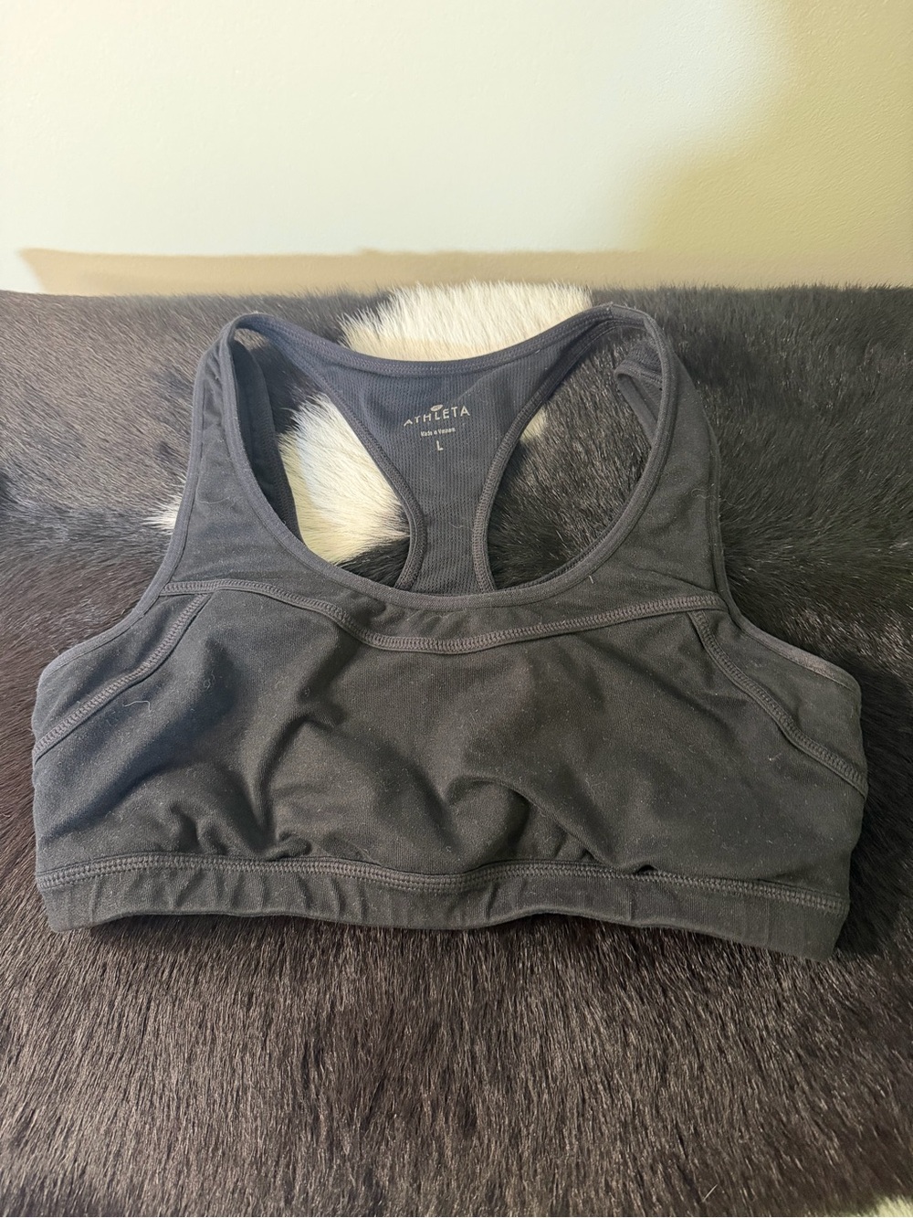Athleta Black Racerback Sports Bra with Supportive Band